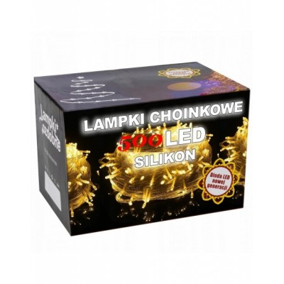 LAMPKI CHOINKOWE 500LED SILIKON BIAŁE CIEPŁE