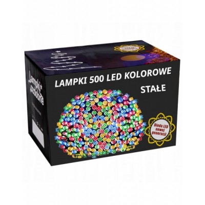 LAMPKI CHOINKOWE 500LED STAŁE ŚWIATŁO KOLOROWE