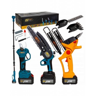 ZESTAW 4W1 PIŁA SEKATOR NOŻYCE WYSIĘGNIK 2M 2X AKU 21V 4A...