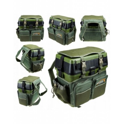 SKRZYNKA SIEDZISKO-PLECAK STOŁEK BLACK WĘDKARSKI 3W1