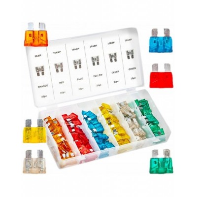 BEZPIECZNIKI SAMOCHODOWE ZESTAW 120 SZTUK 5-30A W...