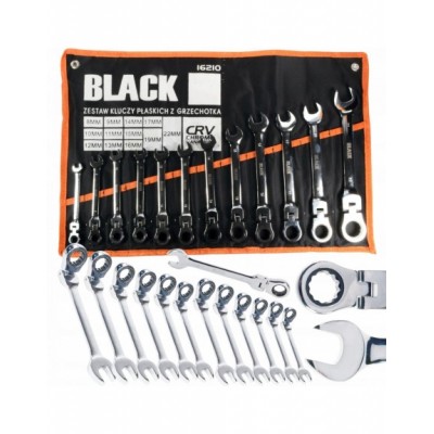 KLUCZE PŁASKO OCZKOWE ŁAMANE 8-22MM KOMPLET Z GRZECHOTKĄ...