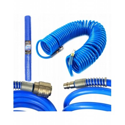 WĄŻ DO KOMPRESORA SPIRALNY 8X12MM 15M BLACK ZŁACZKI