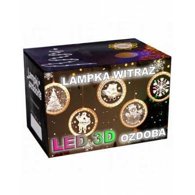 WITRAŻ LAMPKI LED 3D OZDOBA NA OKNO RÓŻNE 21CM MIKOŁAJ...