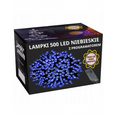 LAMPKI CHOINKOWE 500LED NIEBIESKIE 500SZT LED CHOINKA