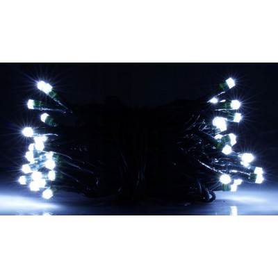 LAMPKI CHOINKOWE LED 50 BIAŁE ZIMNE GRUBE LEDY