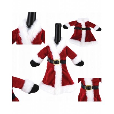 Pokrowiec dekoracyjny na butelkę wino mikołaj kostium